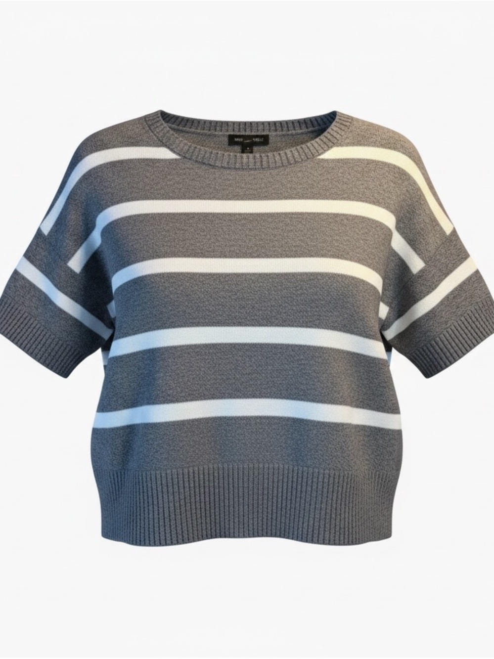 Banana Republic Gray & White Striped Knit Top